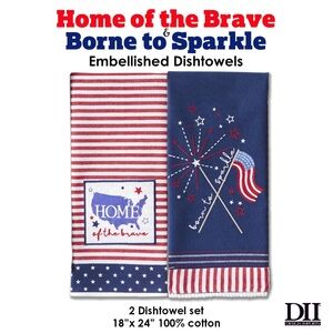 Borne to Sparkle & Home of the Brave Embellished Dishtowels ~ USA Patriotic